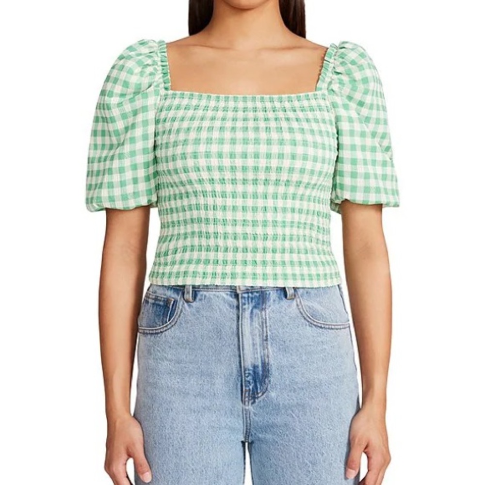 BB Dakota by Steve Madden | Keys To The Gingham Topgreen - Basil - Picture 5 of 6